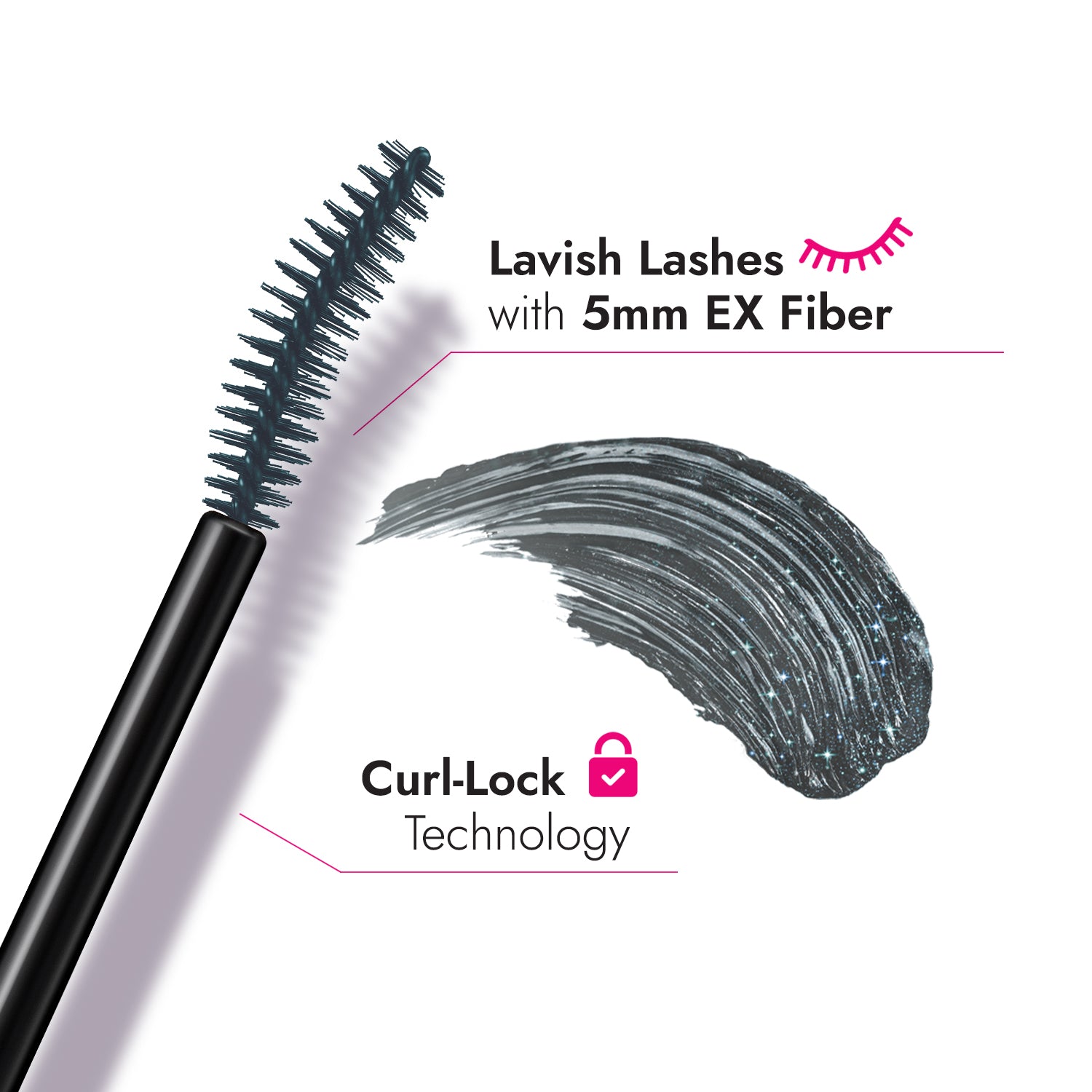 Lavish lashes with 5mm ex fibers, curl-lock technology